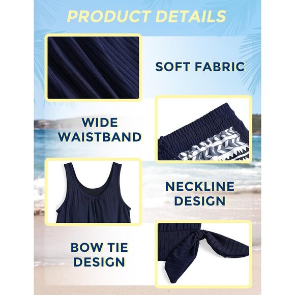 Modest Tankini Swimsuit Women Athletic Two Piece Bathing Suit Navy XL - Picture 5 of 5